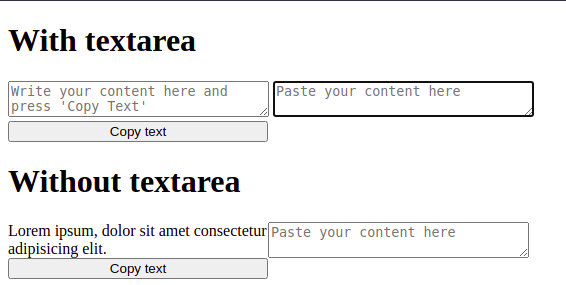an image that shows a simple html user interface with three textareas and a paragraph