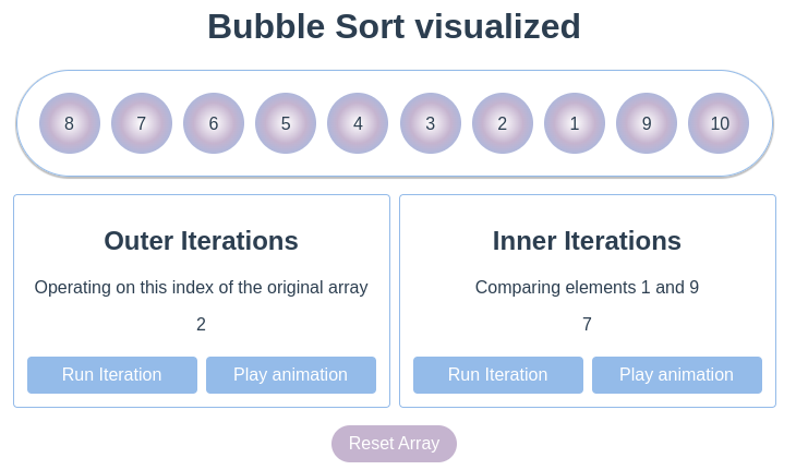 Implementing Bubble Sort in Javascript - with an interactive webapp