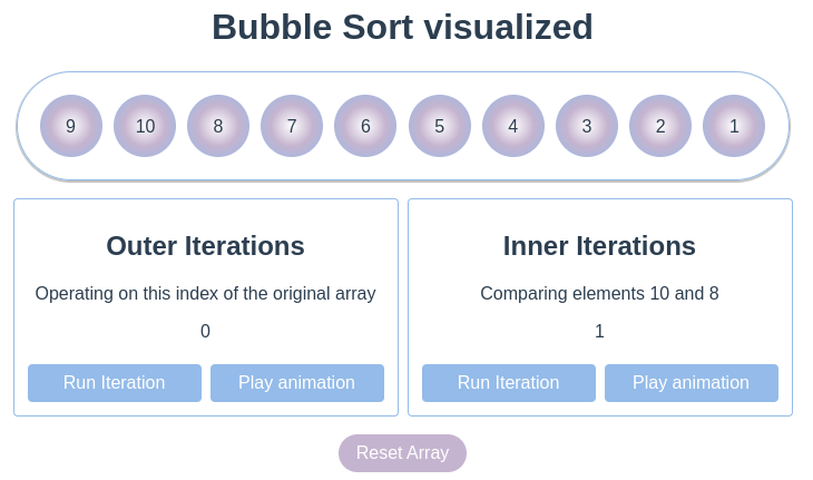 Implementing Bubble Sort in Javascript - with an interactive webapp
