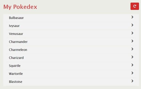 Image that shows the finalized application which resembles a pokedex copy